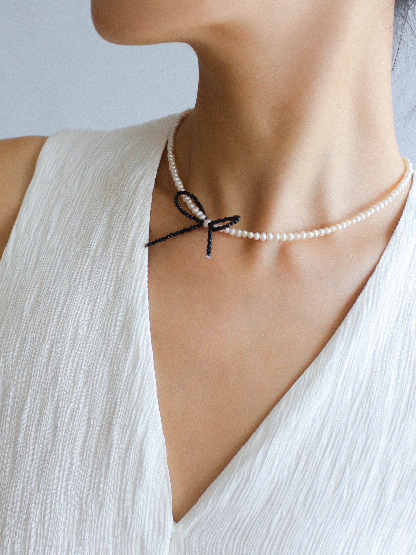 Bow Rice Freshwater Pearl Necklace-Gembea Jewelry