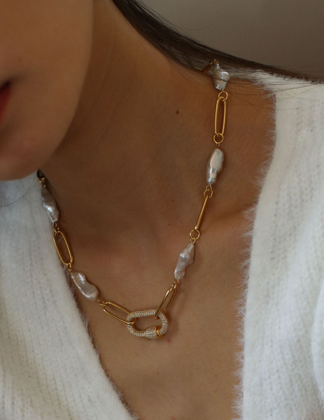 Baroque Pearl Chain Necklace