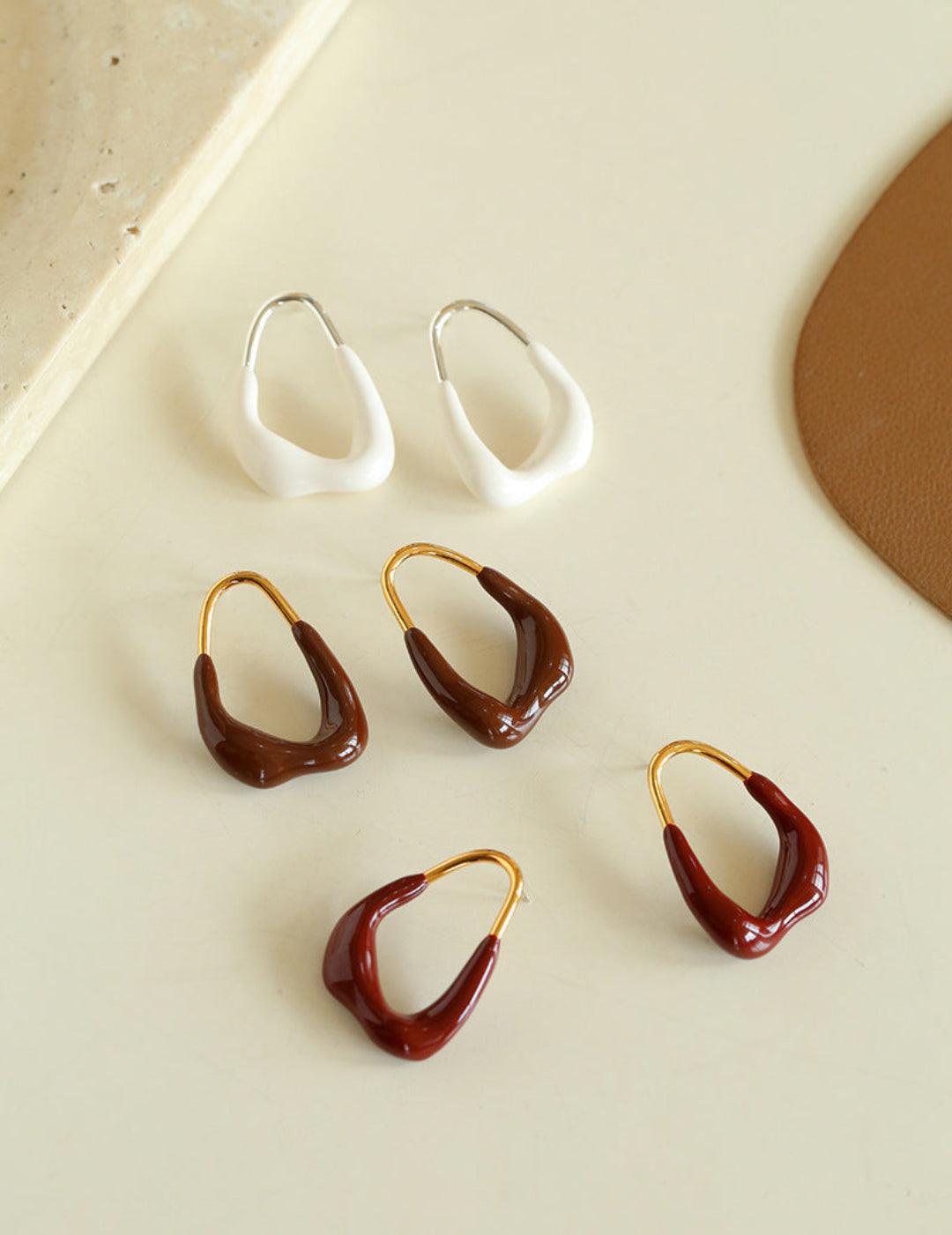 Geometric Enamel Glaze Earrings - Gembea Jewelry