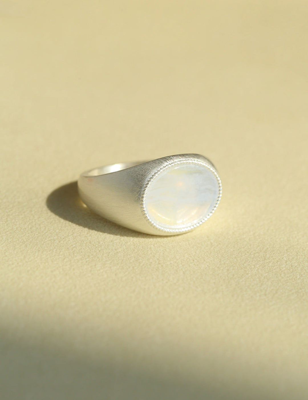 Gembea jewelry Wide Silver Brushed Agate Ring