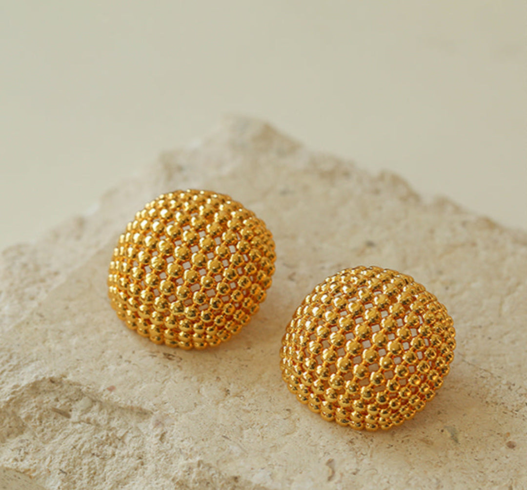 Hollow Wide Metal Stud Earrings