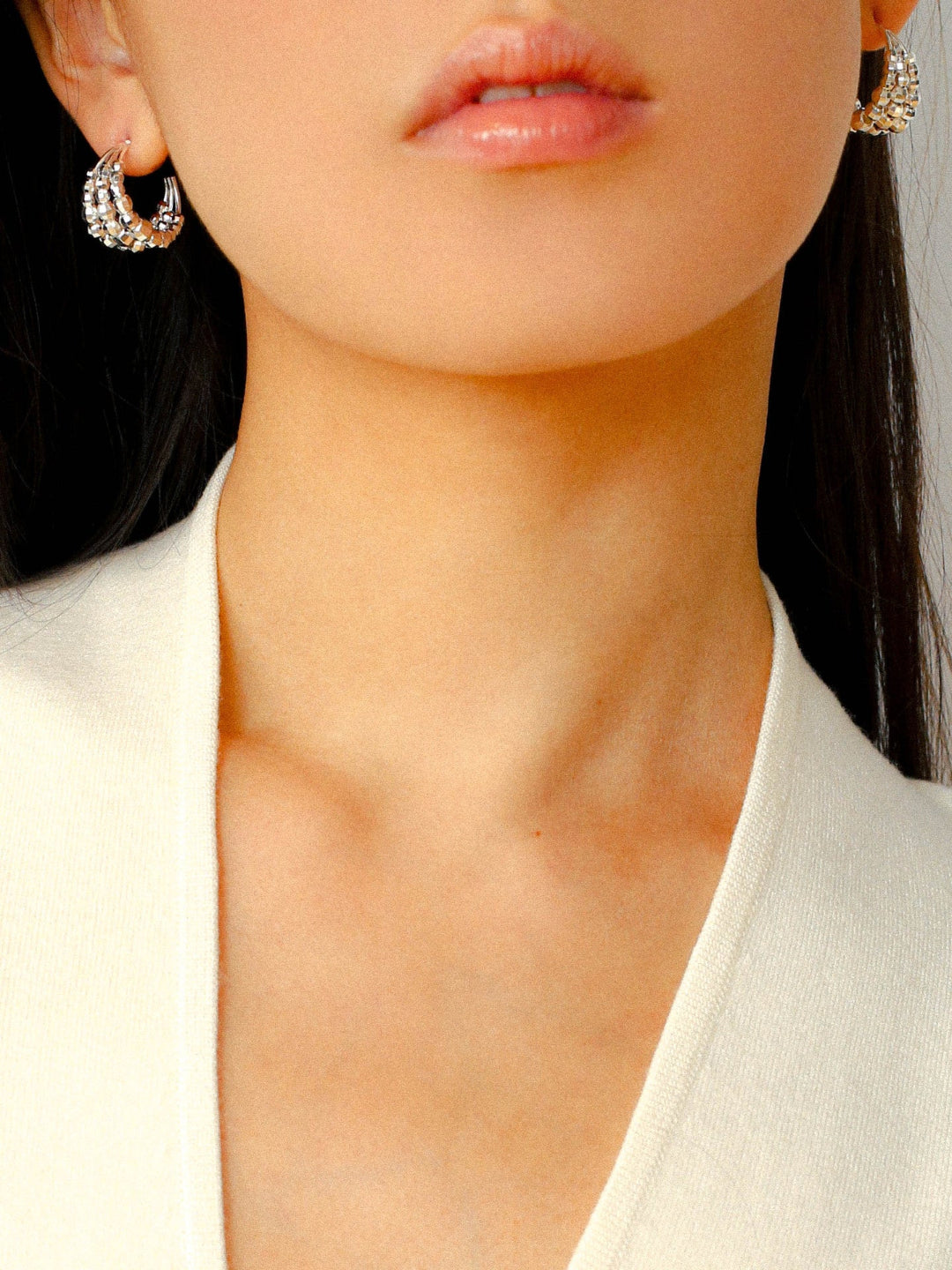 Multilayer Laser Bead Hoop Earrings