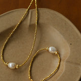 Faceted Beaded Baroque Pearl Bracelet