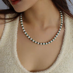 Pearl Colored Stone Beaded Necklace