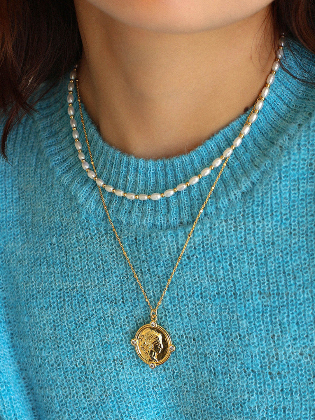 Gembea Jewelry Golden Bean Pearl Beaded Necklace
