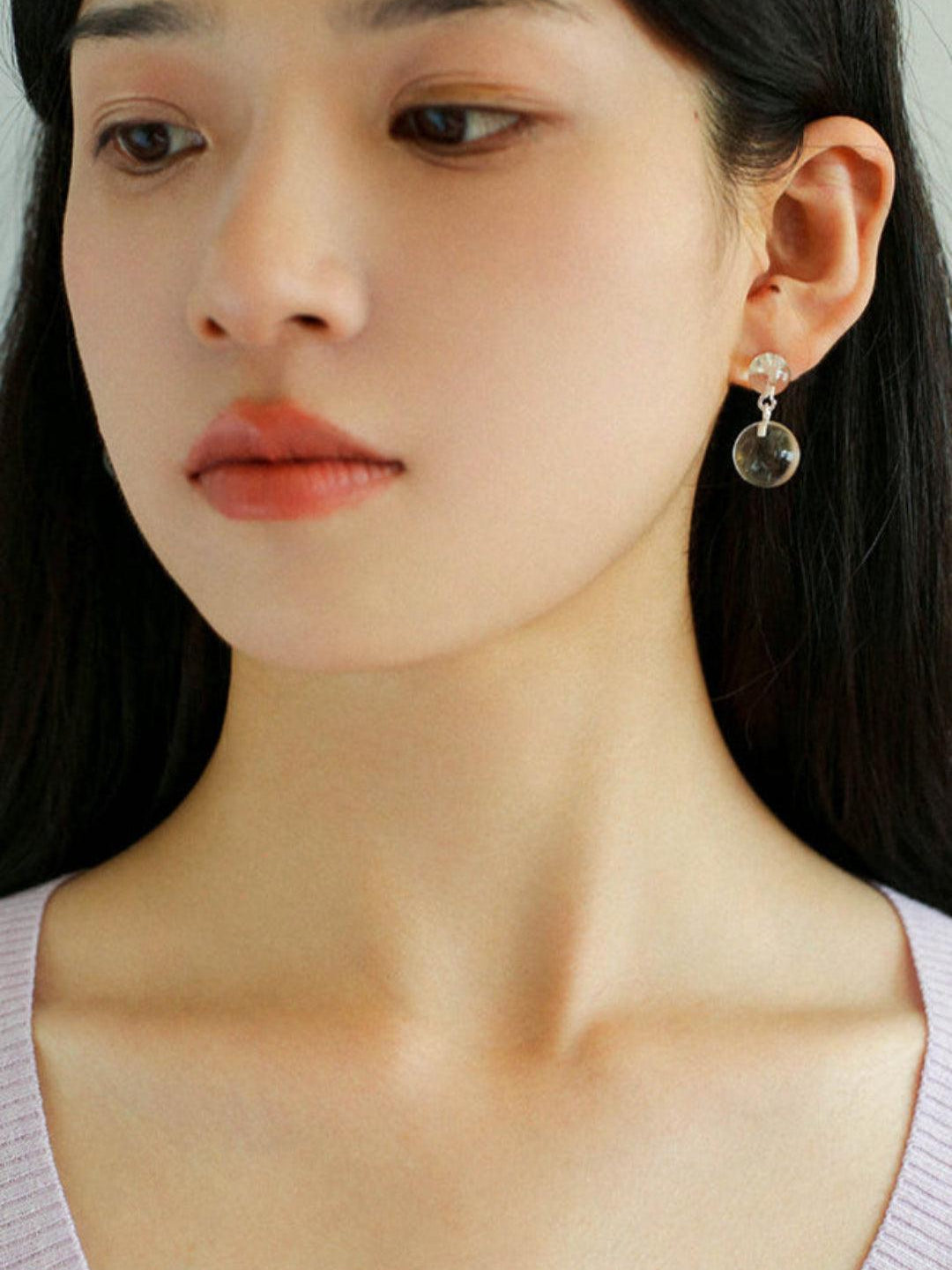 Double Ball Crystal Agate Stone Earrings - Gembea Jewelry