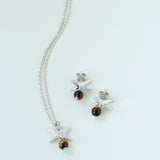 Silver Chain Tiger's Eye Pendant Necklace-Gembea Jewelry