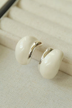 Cream White Wine Red Enamel Earrings - Gembea Jewelry