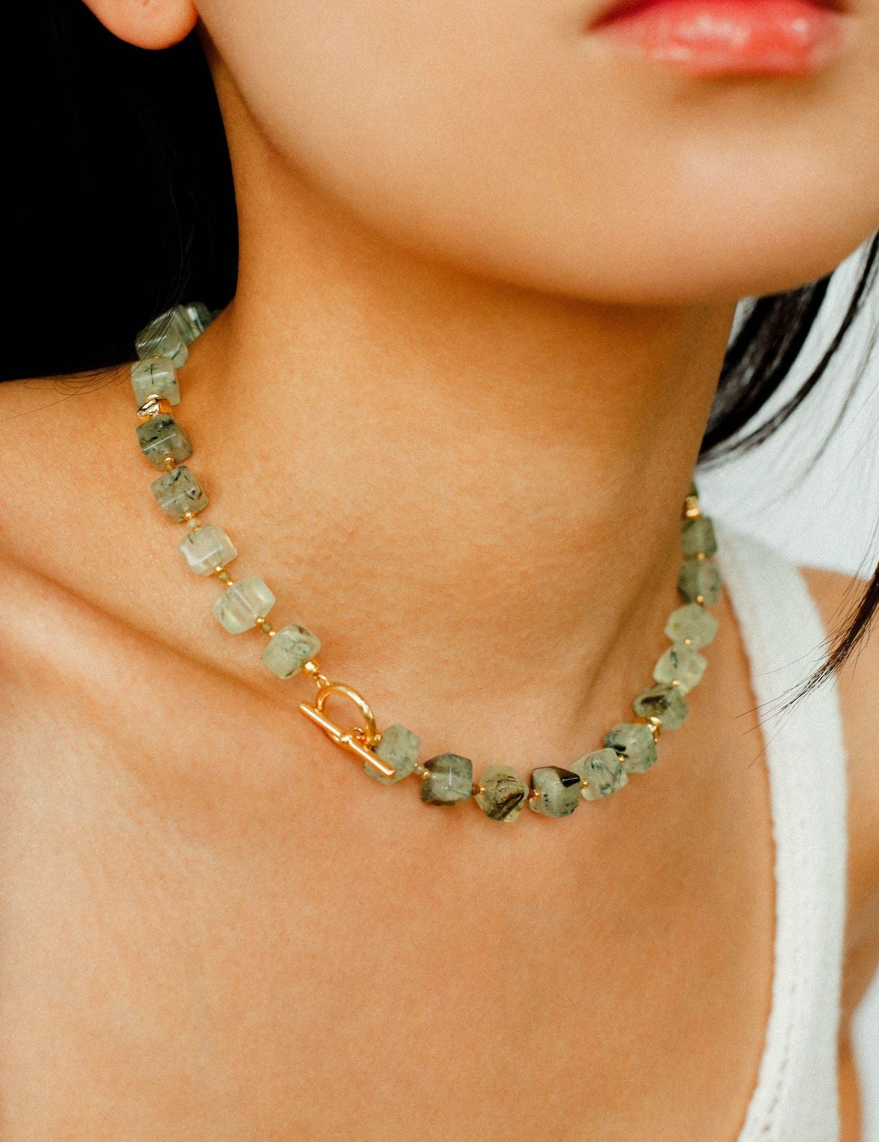 Sugar Cube Grape Stone Beaded Necklace Gembea Jewelry