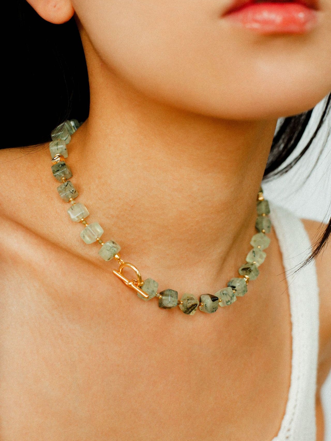 Sugar Cube Grape Stone Beaded Necklace Gembea Jewelry