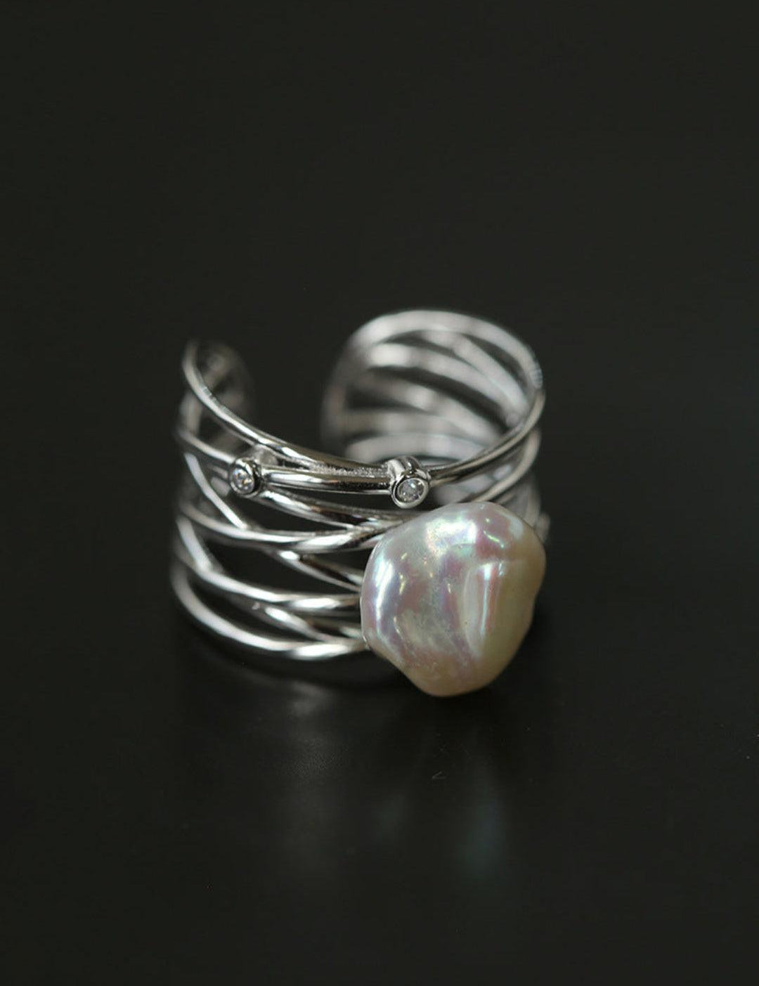 Multilayer Sterling Silver Pearl Ring - Gembea Jewelry