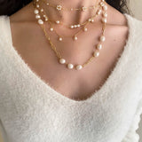 Overlay Natural Pearl Pendant Necklace