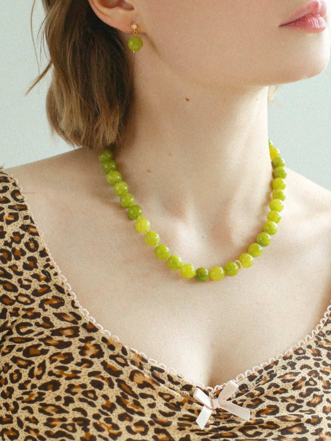 Green Grape Gemstone Beaded Necklace