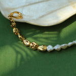 Metal Petal Baroque Pearl Bracelet