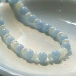 Gembea Jewelry Aquamarine White Scallop Beaded Necklace