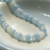 Gembea Jewelry Aquamarine White Scallop Beaded Necklace