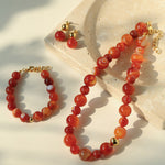 Primary Red Agate Round Beaded Bracelet