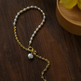 Y-shape Spliced Chain Pearl Necklace