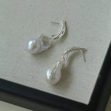 Willow Leaf Baroque Pearl Drop Earrings