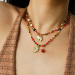 Summer Elephant Pendant Stone Beaded Necklace-Gembea Jewelry