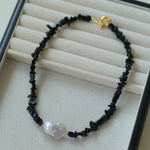 Special-Shaped Black Agate Baroque Choker Necklace