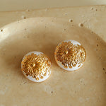 Enamel Glaze Round Chrysanthemum Earrings