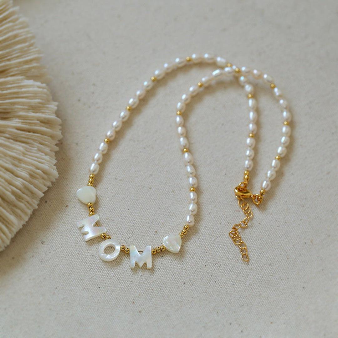 Custom White Shell Letter Pearl Necklace - Gembea Jewelry