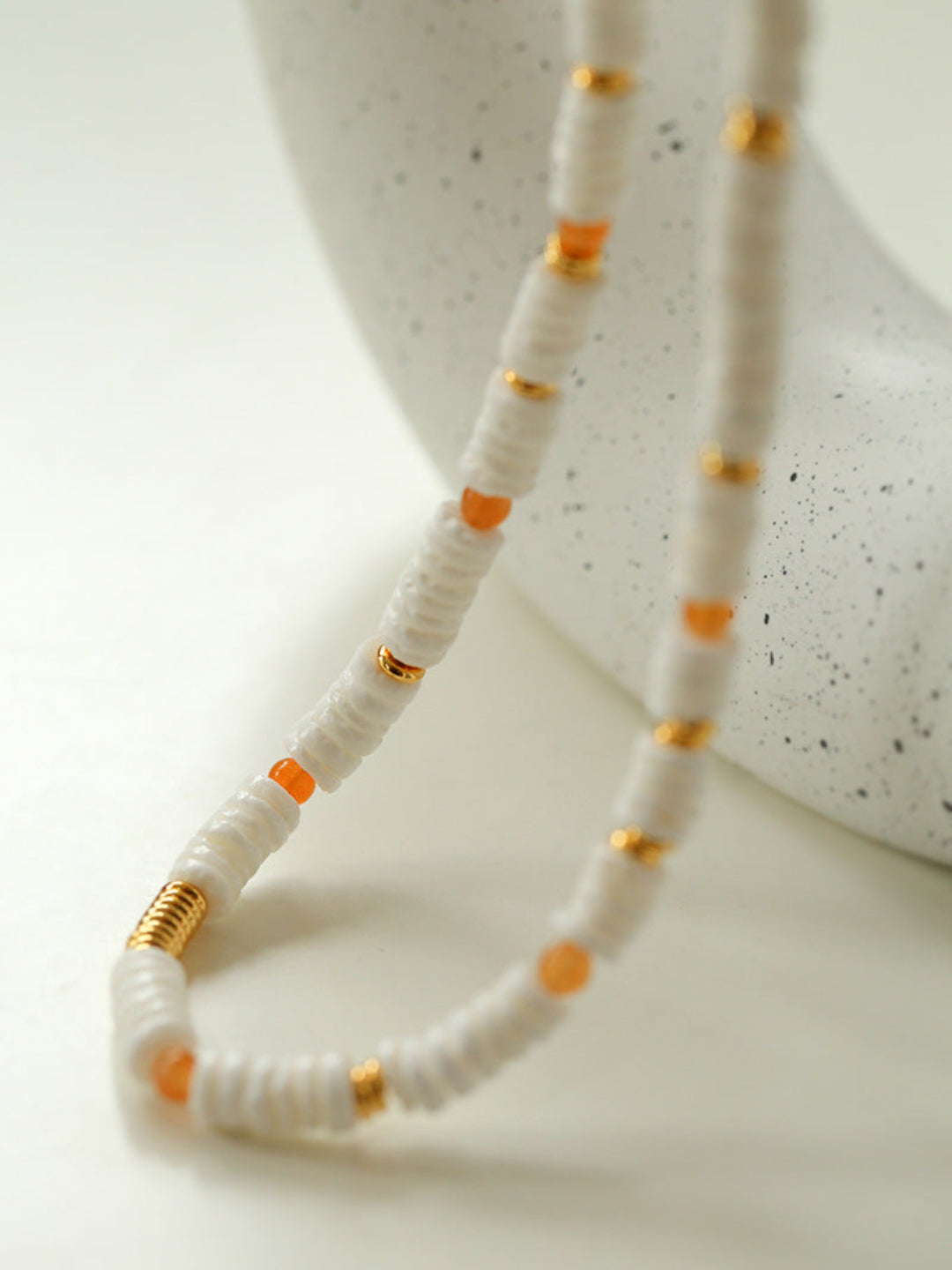 Colored Natural Stone Shell Beaded Choker Necklace