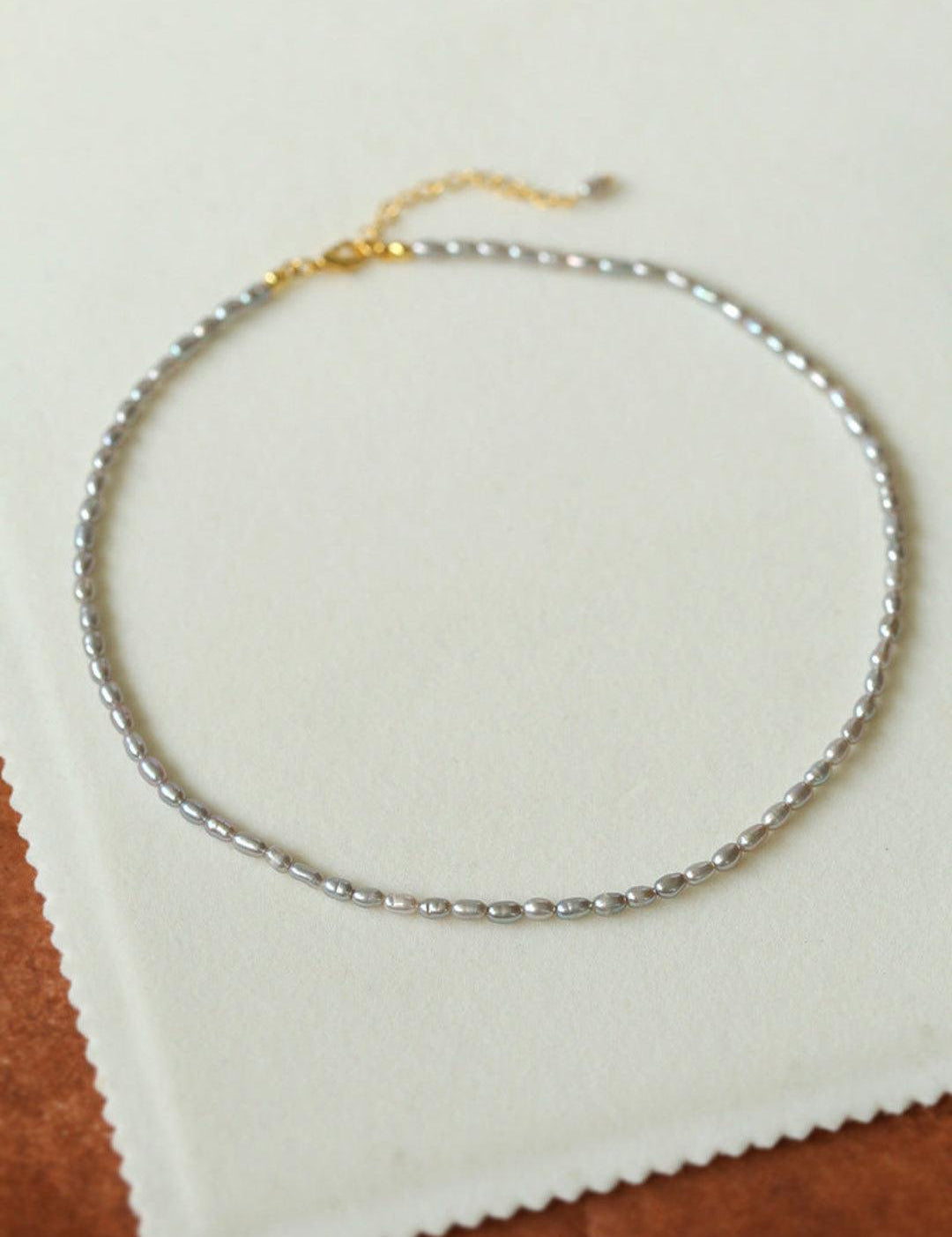 Grey Rice Pearl Necklace - Gembea Jewelry