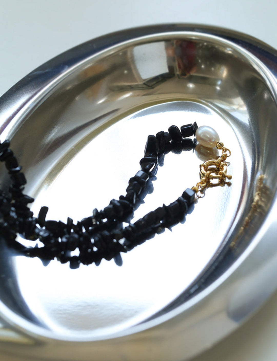 Gembea Jewelry Black Agate Gravel Pearl Necklace