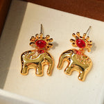 Sun Elephant Gold Silver Drop Earrings-Gembea Jewelry
