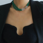 Camellia Bucklei Multi-layer Green Necklace