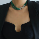 Camellia Bucklei Multi-layer Green Necklace