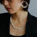 Metal Petal Baroque Pearl Necklace