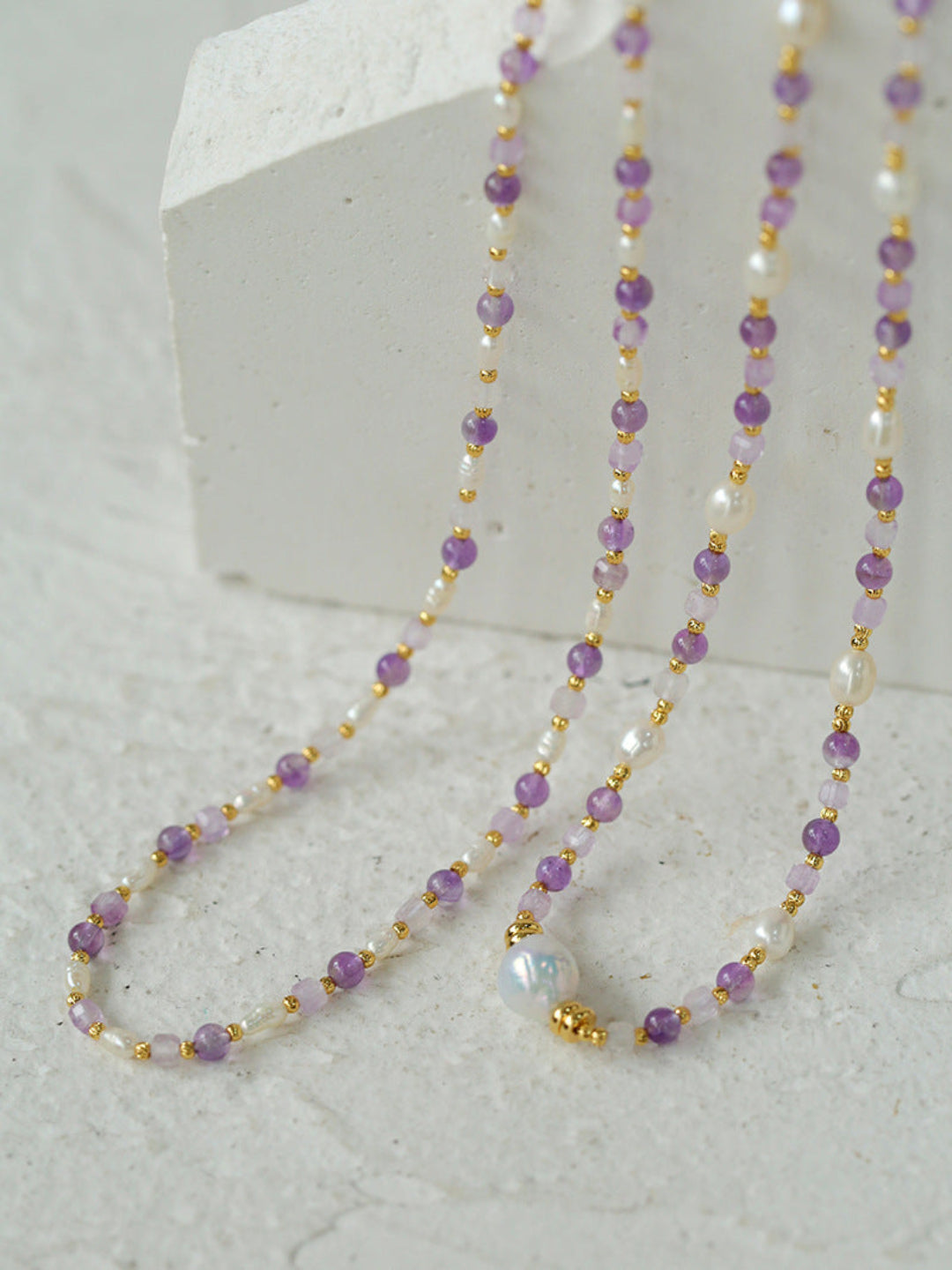 Amethyst Rice Pearl Necklace