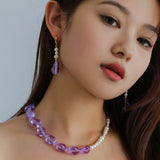 Gembea Jewelry Purple Baroque Glaze Pearl Necklace