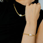Faceted Beaded Baroque Pearl Bracelet