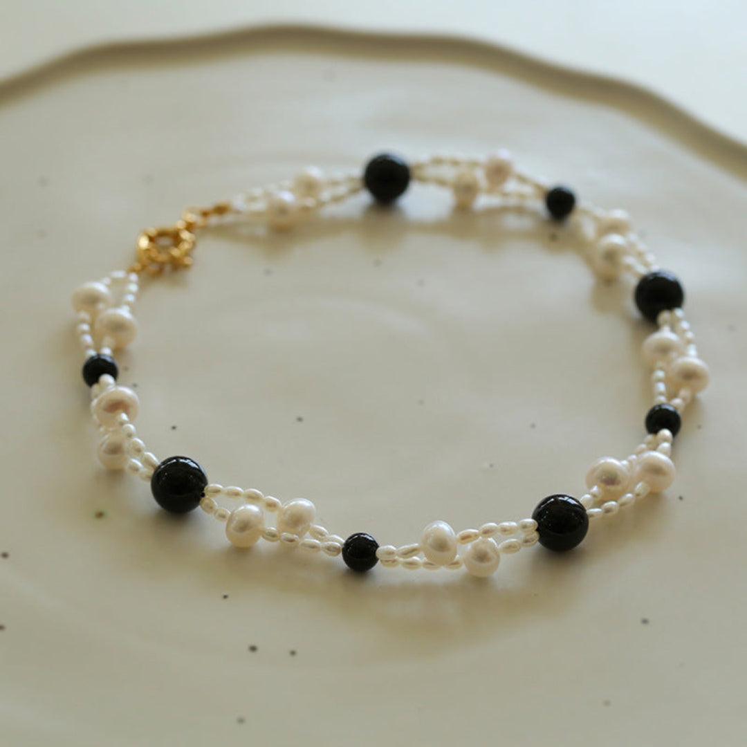 Black Agate Pearl Choker Necklace - Gembea Jewelry