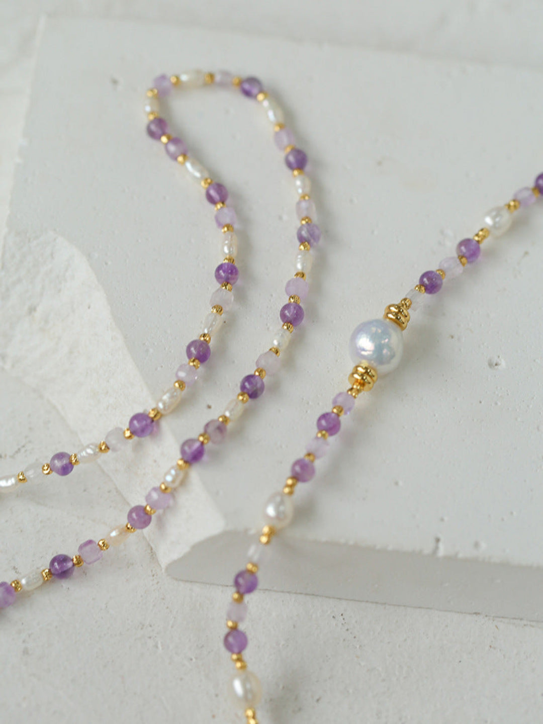 Amethyst Rice Pearl Necklace