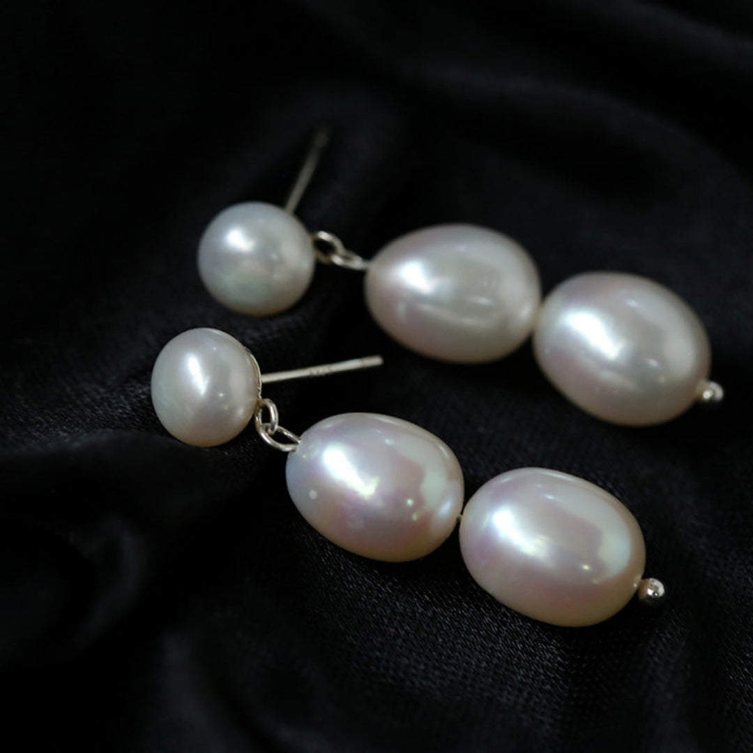 Three Freshwater Pearl Drop Earrings