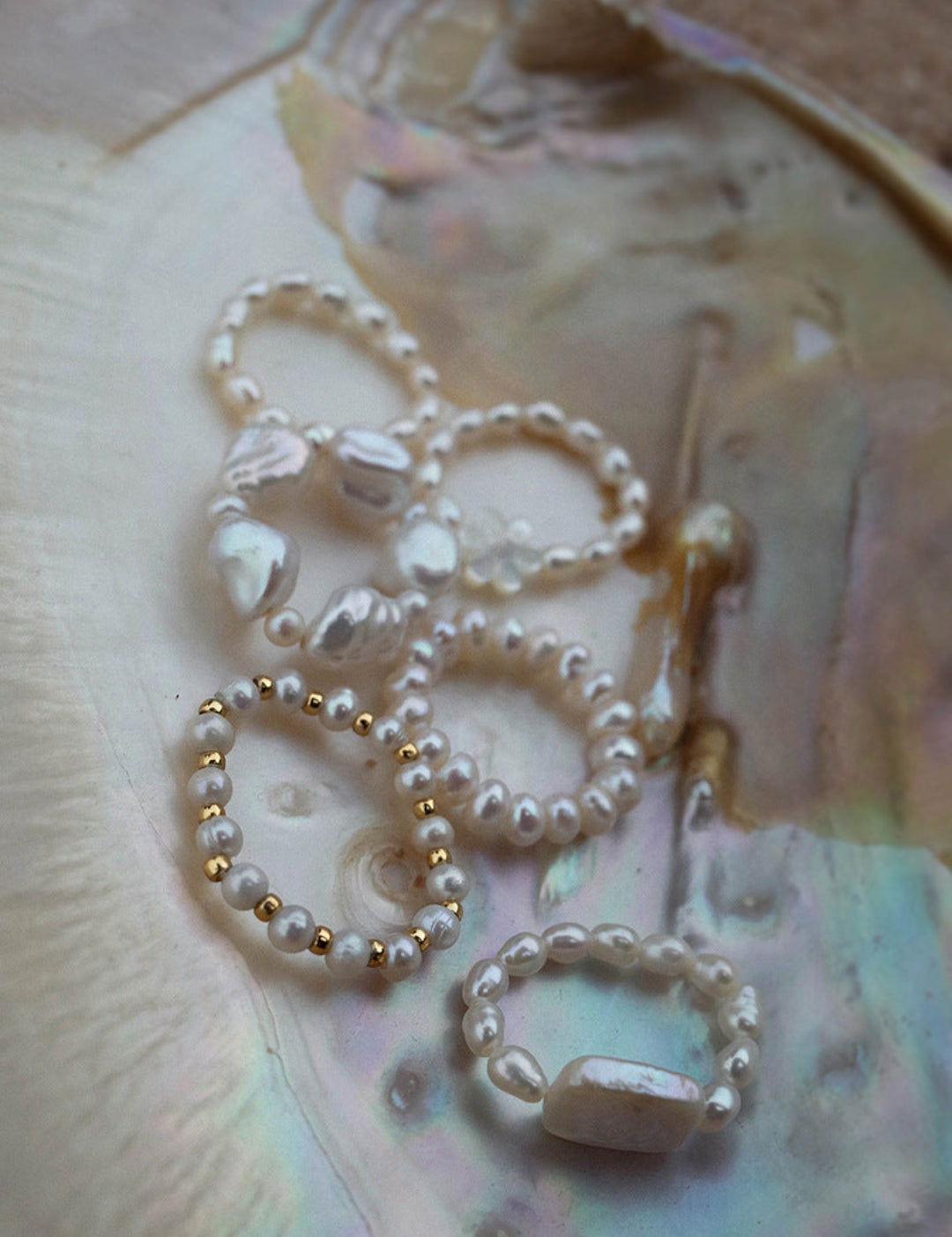 Gembea Jewelry Elastic Irregular Pearl Ring