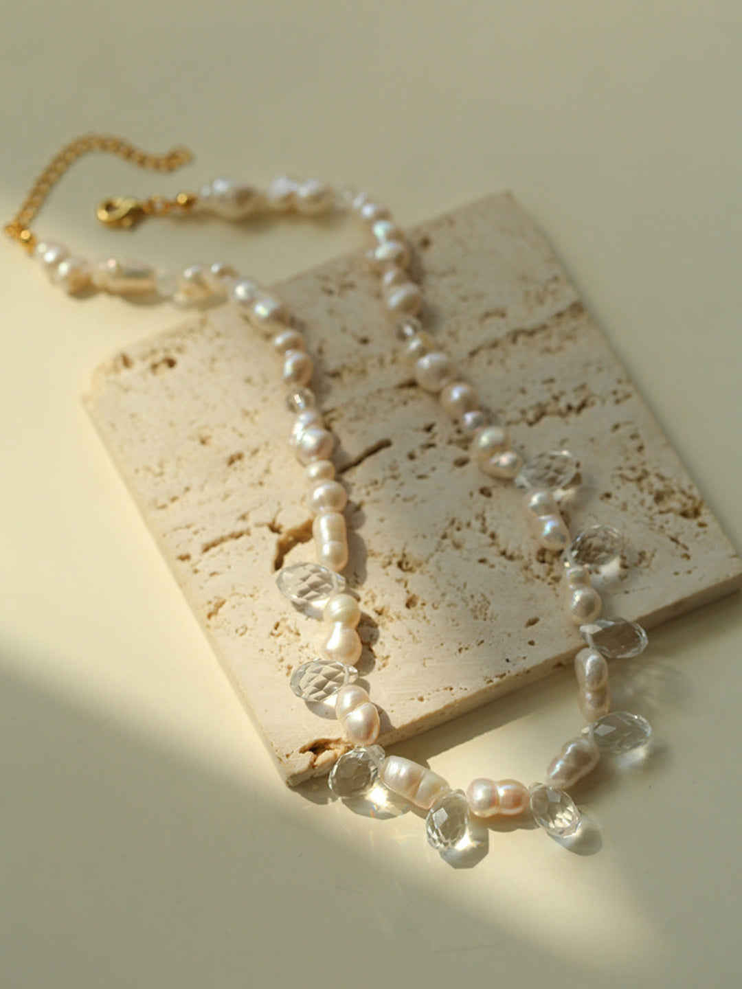 White Crystal Baroque Pearl Necklace