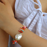 Vacation Artificial Colored Gemstone Baroque Pearl Bracelet