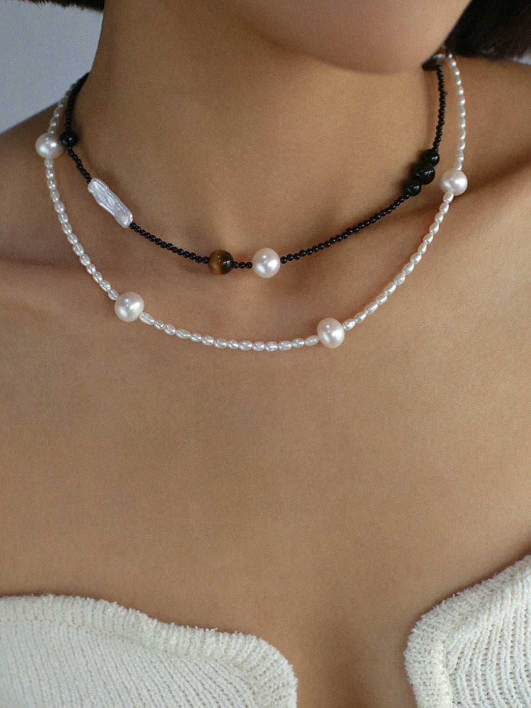 Simple Rice Pearl Necklace