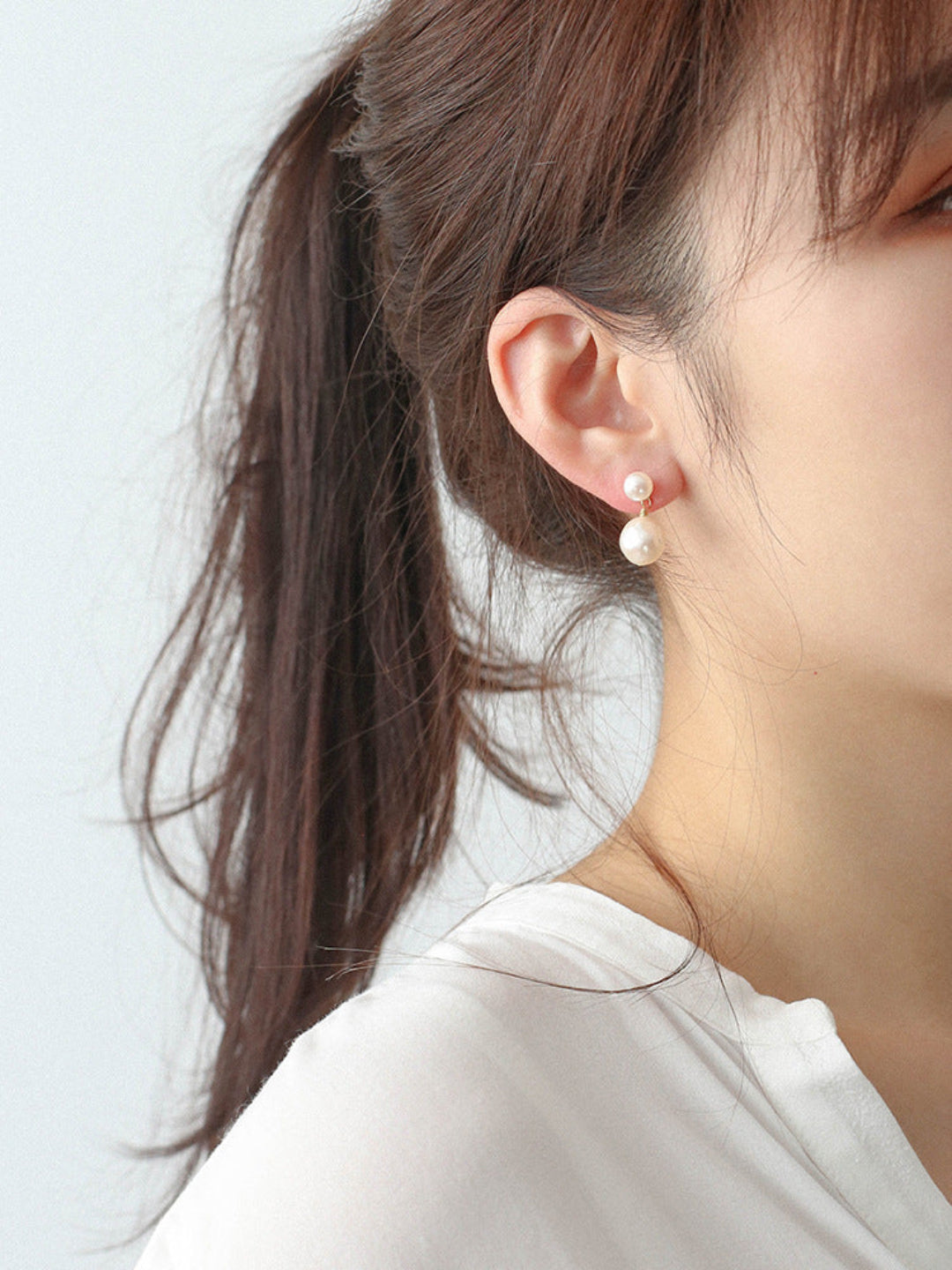 Petite Pearl Drop Studs Earrings