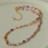 Purple-pink Irregular-shaped Pearl Necklace Gembea Jewelry