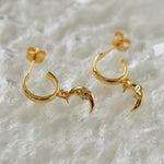 S925 Silver Moon Drop Hoop Earrings