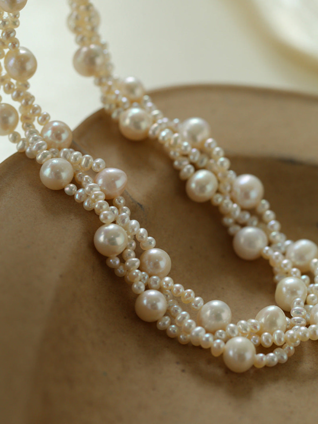 Hand Woven Winding Rice Bead Pearl Choker Necklace