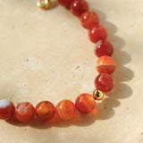 Primary Red Agate Round Beaded Bracelet