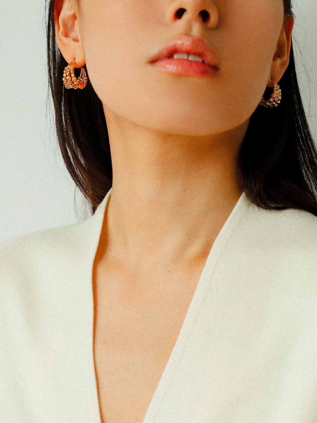 Multilayer Laser Bead Hoop Earrings